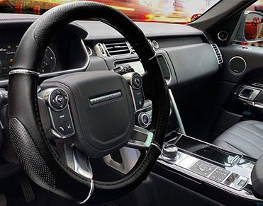 Black Leather Steering Wheel Cover