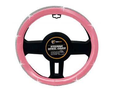 TrexNYC Rhinestone Steering Wheel Cover: Sparkling Rhinestone and Bling Steering Wheel Cover for Women, Pink